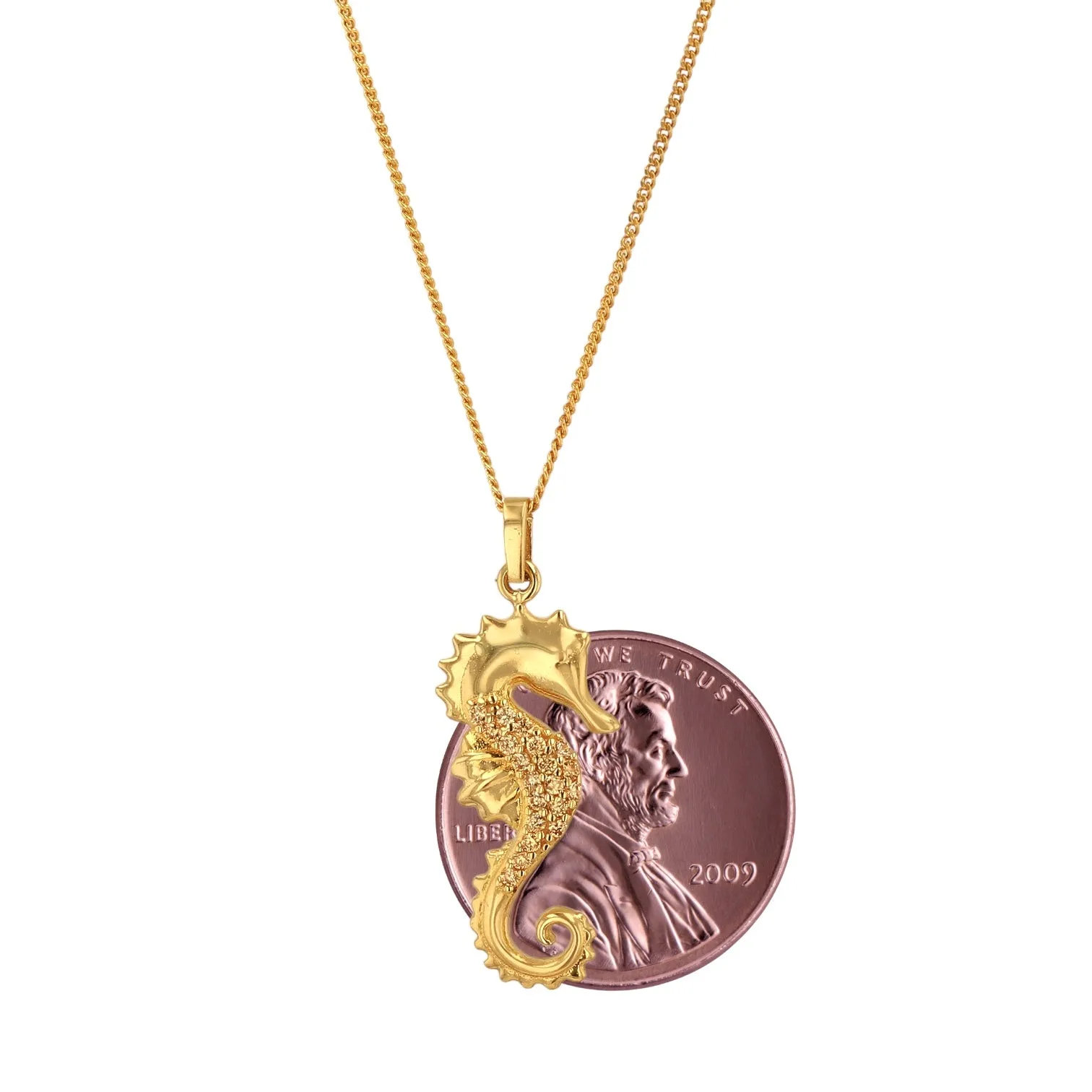 10k yellow gold Seahorse chain and pendant set