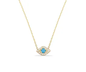 14k Diamond Evil Eye Necklace