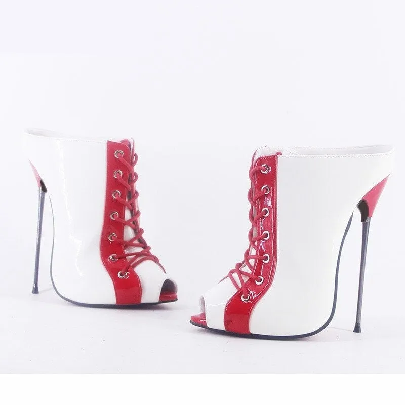 16cm Ultra Thin Metal Heels Multi Color Peep Toe Nightclub Fashion Ankle Boots