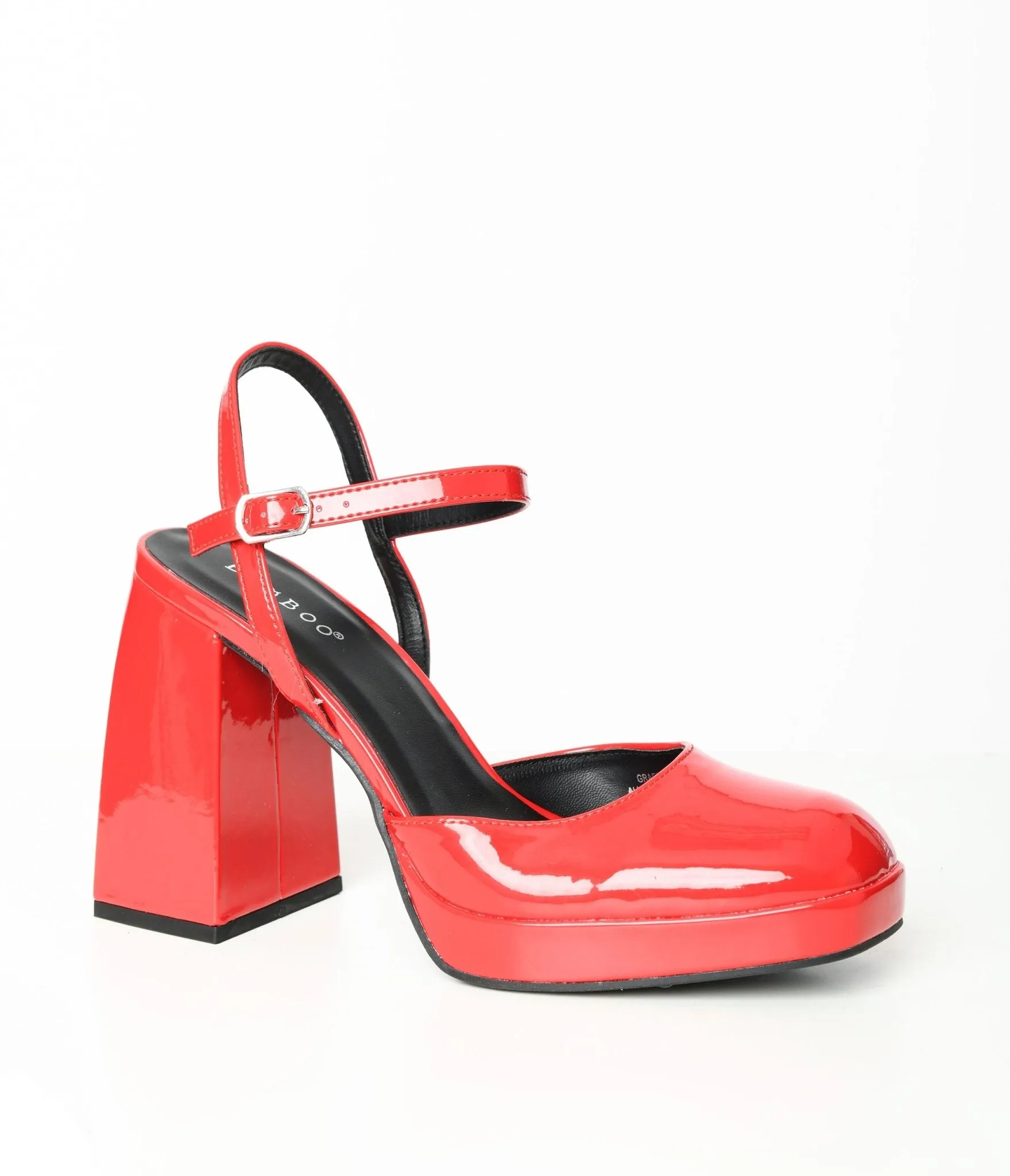 1970s Red Patent Leatherette Chunky Heels