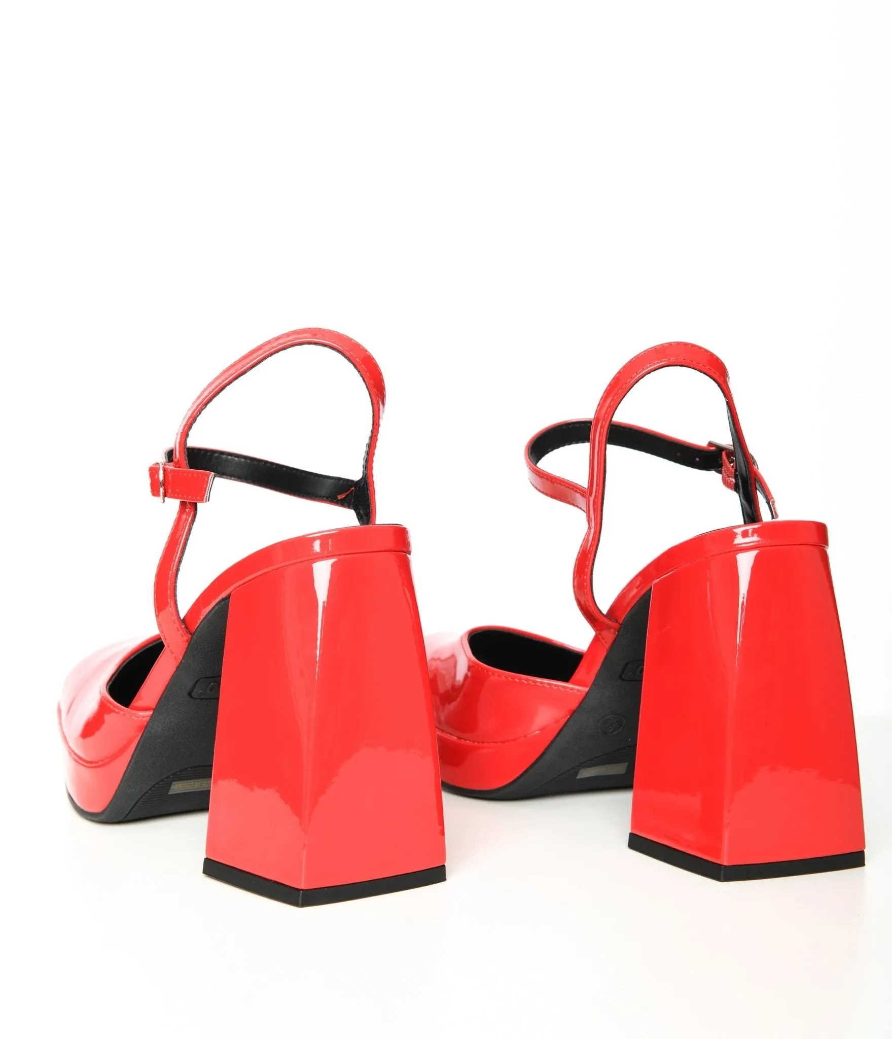 1970s Red Patent Leatherette Chunky Heels