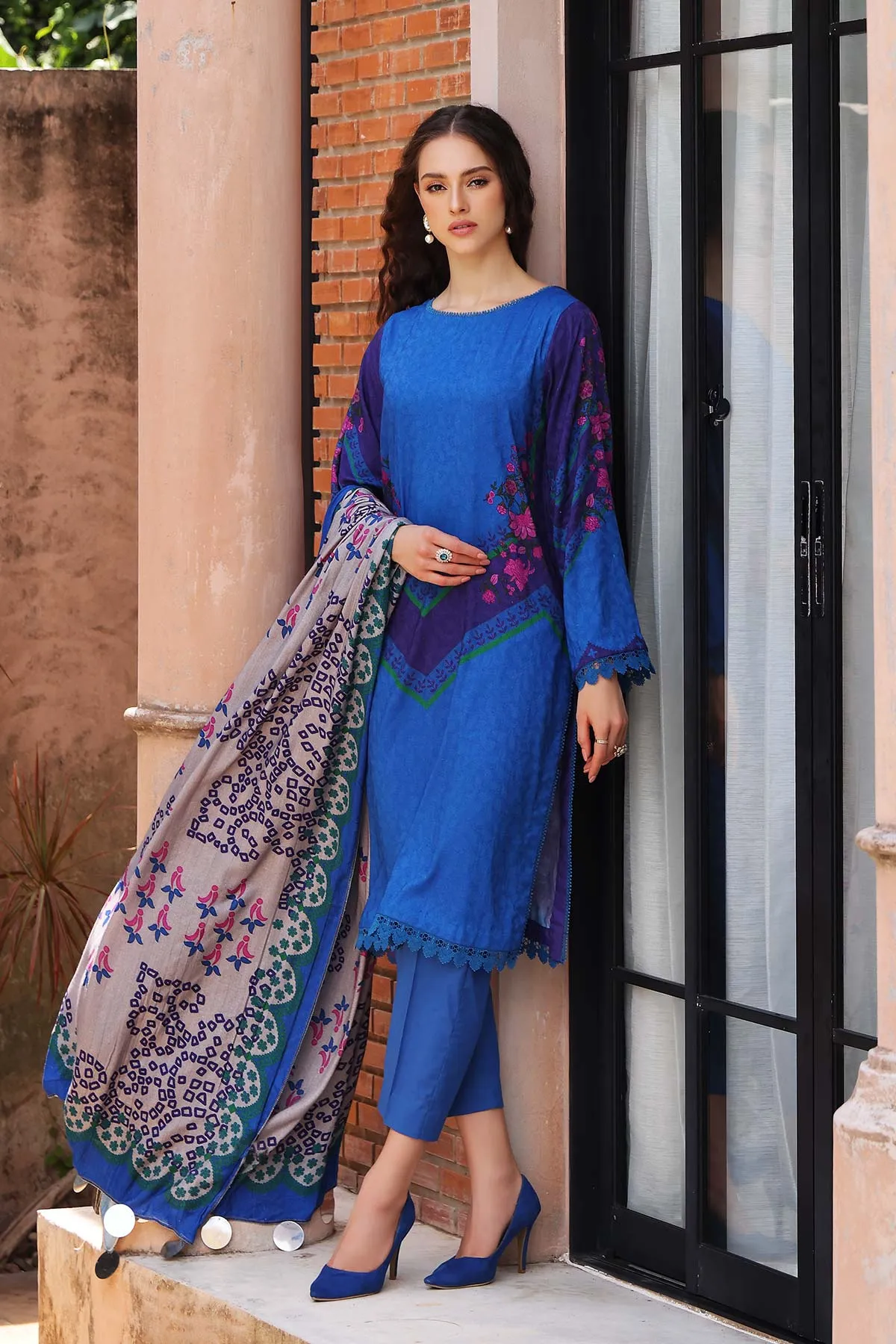 3-Pc Charizma Printed Suits With Printed Marina Shawls CPW22-03