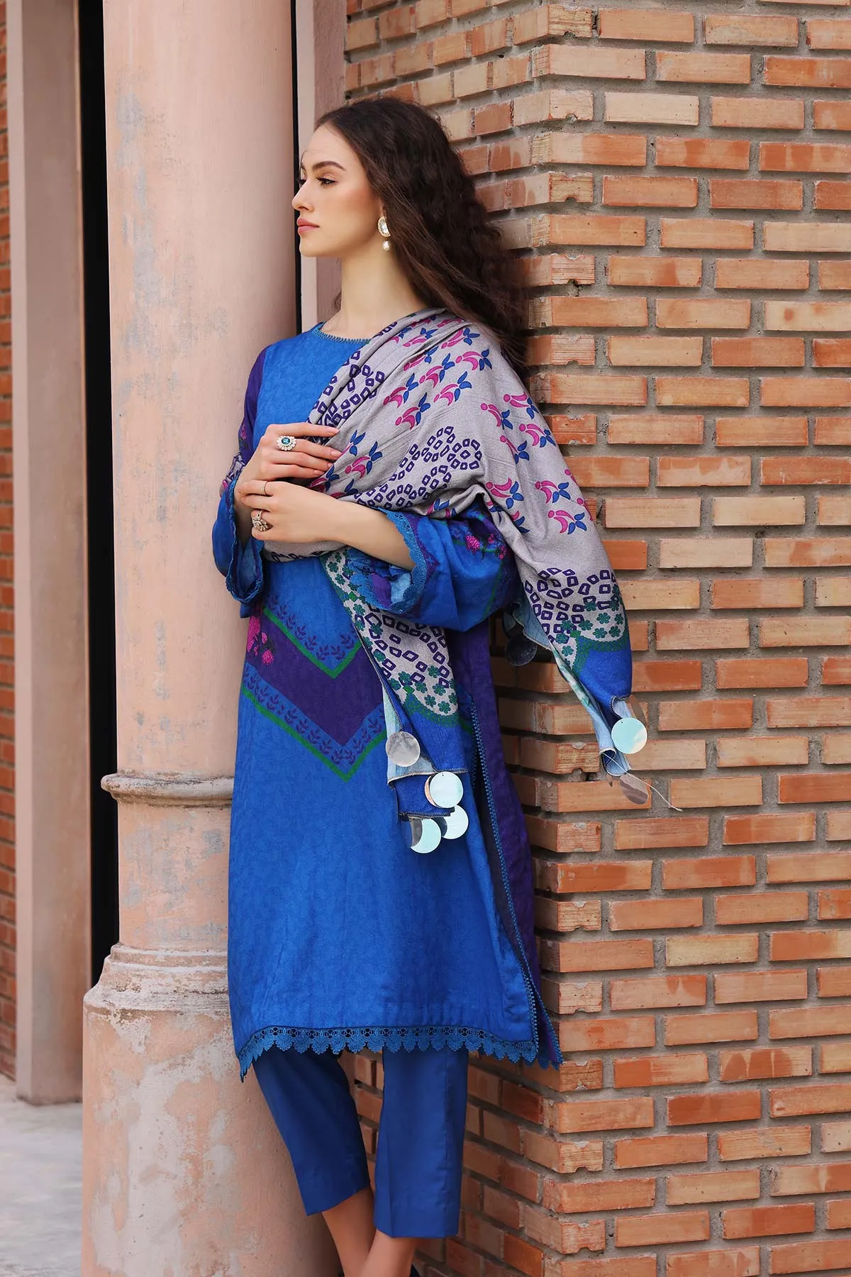 3-Pc Charizma Printed Suits With Printed Marina Shawls CPW22-03