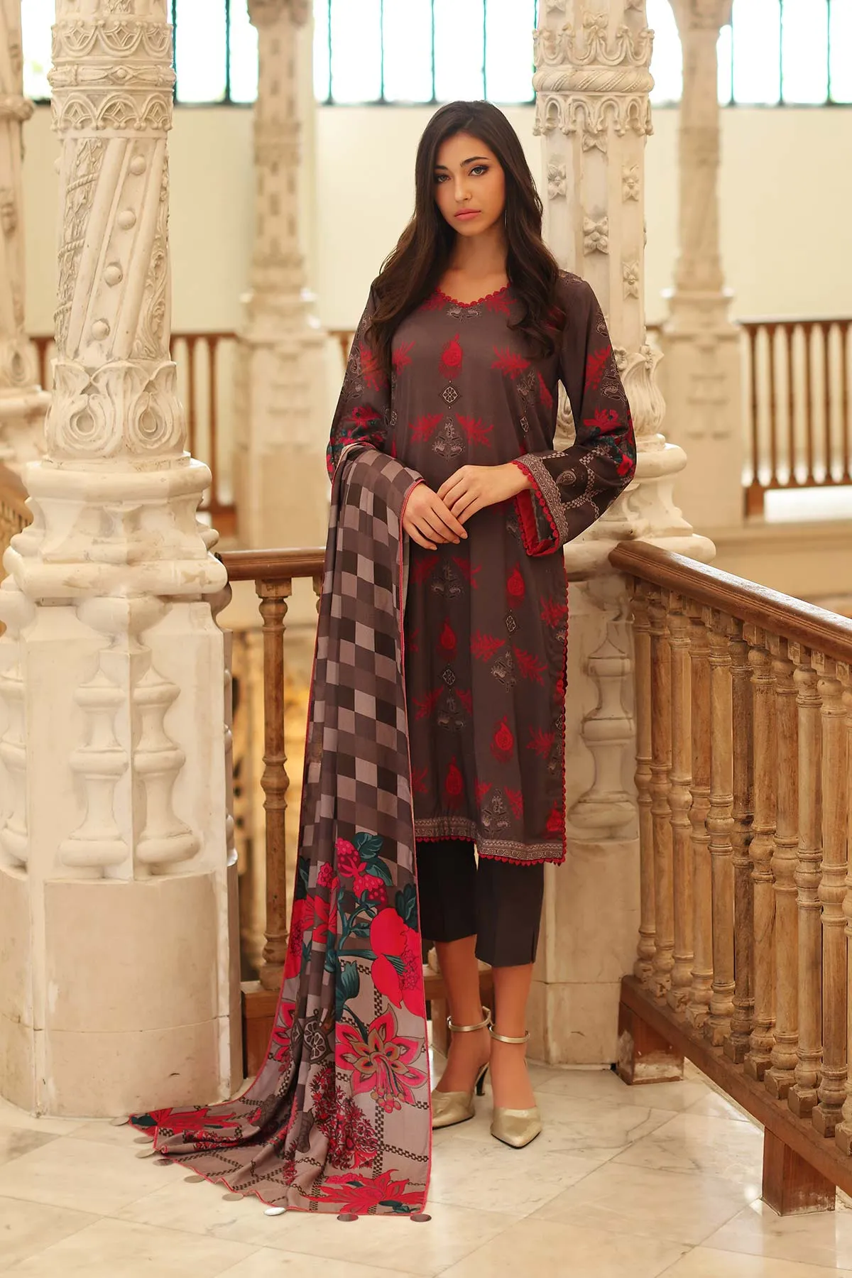 3-Pc Charizma Printed Suits With Printed Marina Shawls CPW22-06