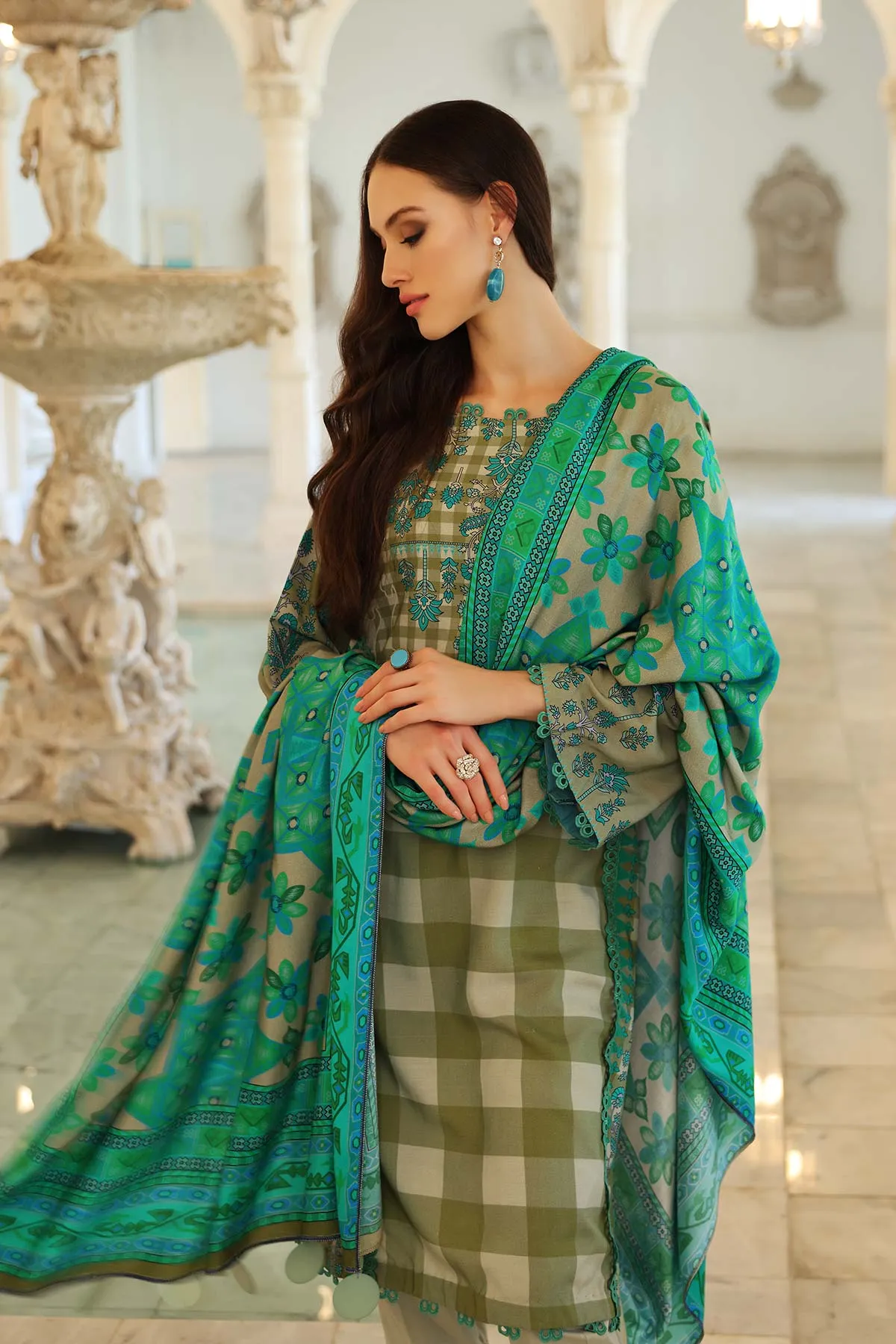 3-Pc Charizma Printed Suits With Printed Marina Shawls CPW22-07