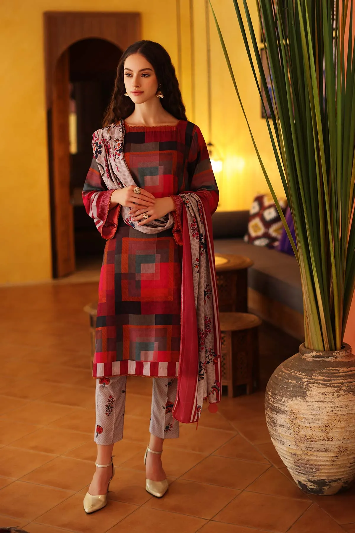 3-Pc Charizma Printed Suits With Printed Marina Shawls CPW22-08