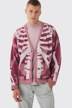 Abstract Camo Brushed Sweater In Stone