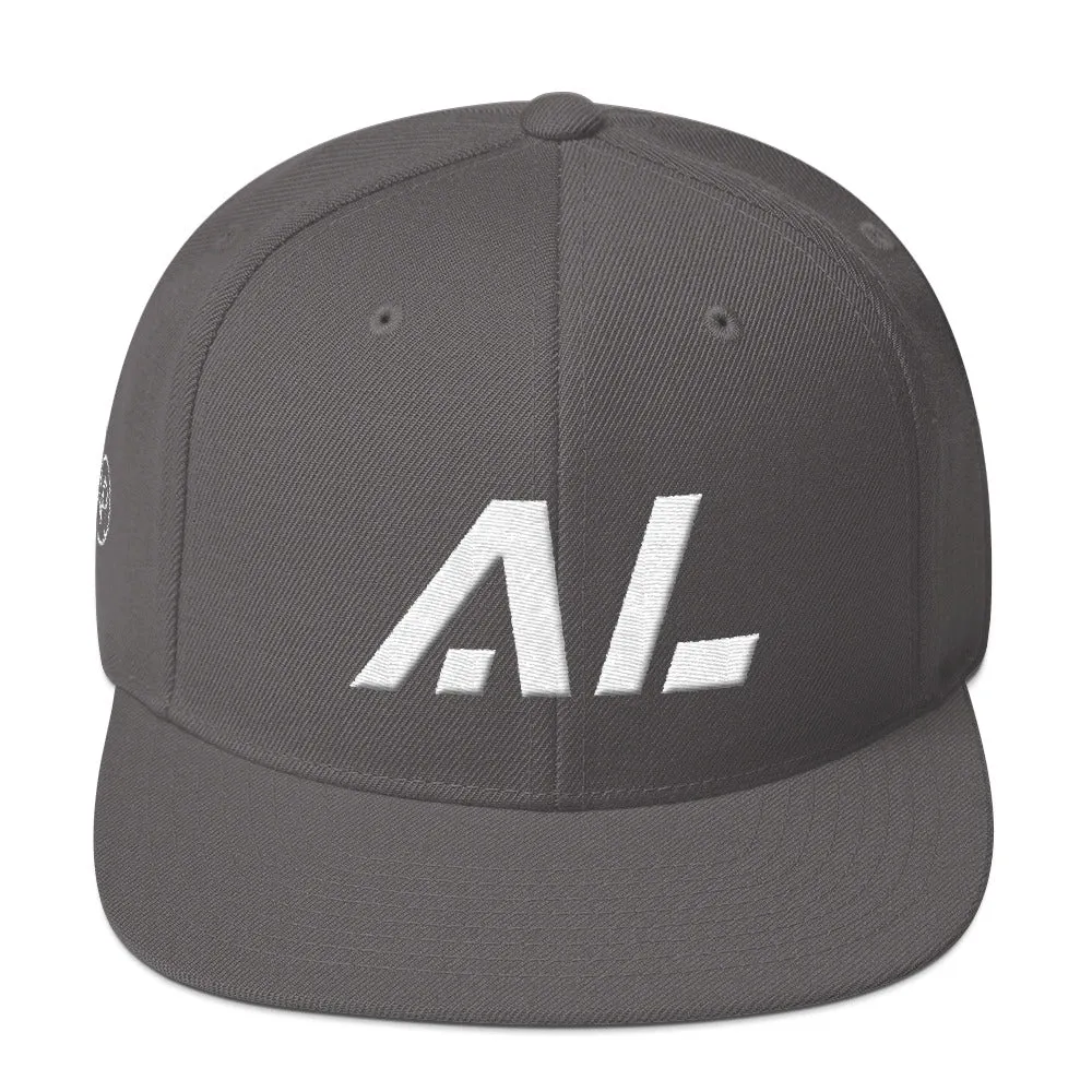 Alabama - Flat Brim Hat - White Embroidery - AL - Many Hat Color Options Available