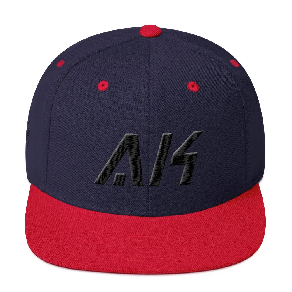 Alaska - Flat Brim Hat - Black Embroidery - AK - Many Hat Color Options Available