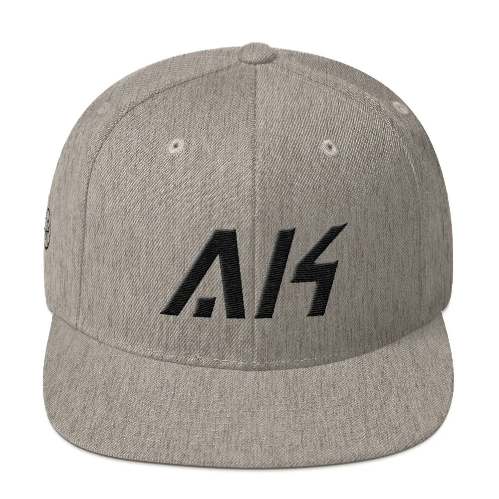 Alaska - Flat Brim Hat - Black Embroidery - AK - Many Hat Color Options Available