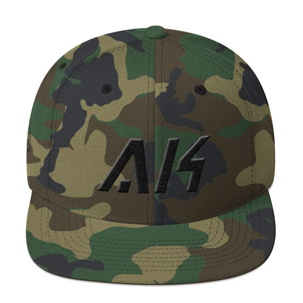 Alaska - Flat Brim Hat - Black Embroidery - AK - Many Hat Color Options Available