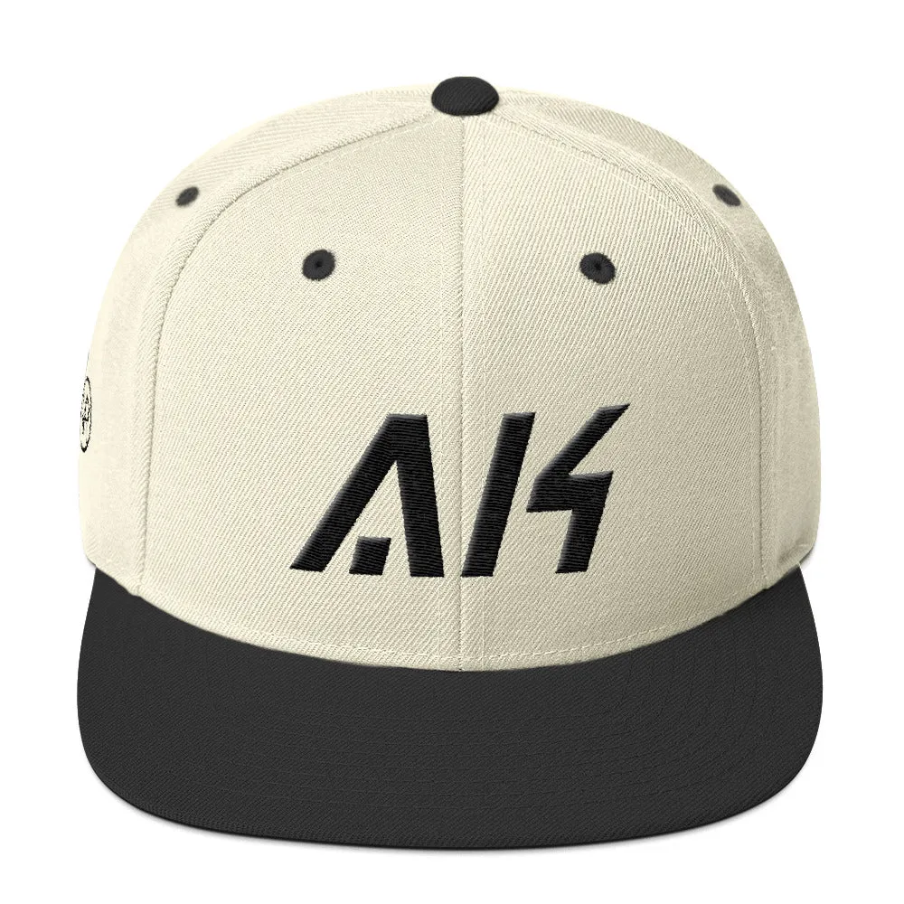 Alaska - Flat Brim Hat - Black Embroidery - AK - Many Hat Color Options Available