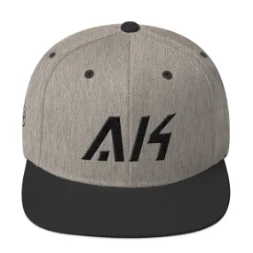 Alaska - Flat Brim Hat - Black Embroidery - AK - Many Hat Color Options Available