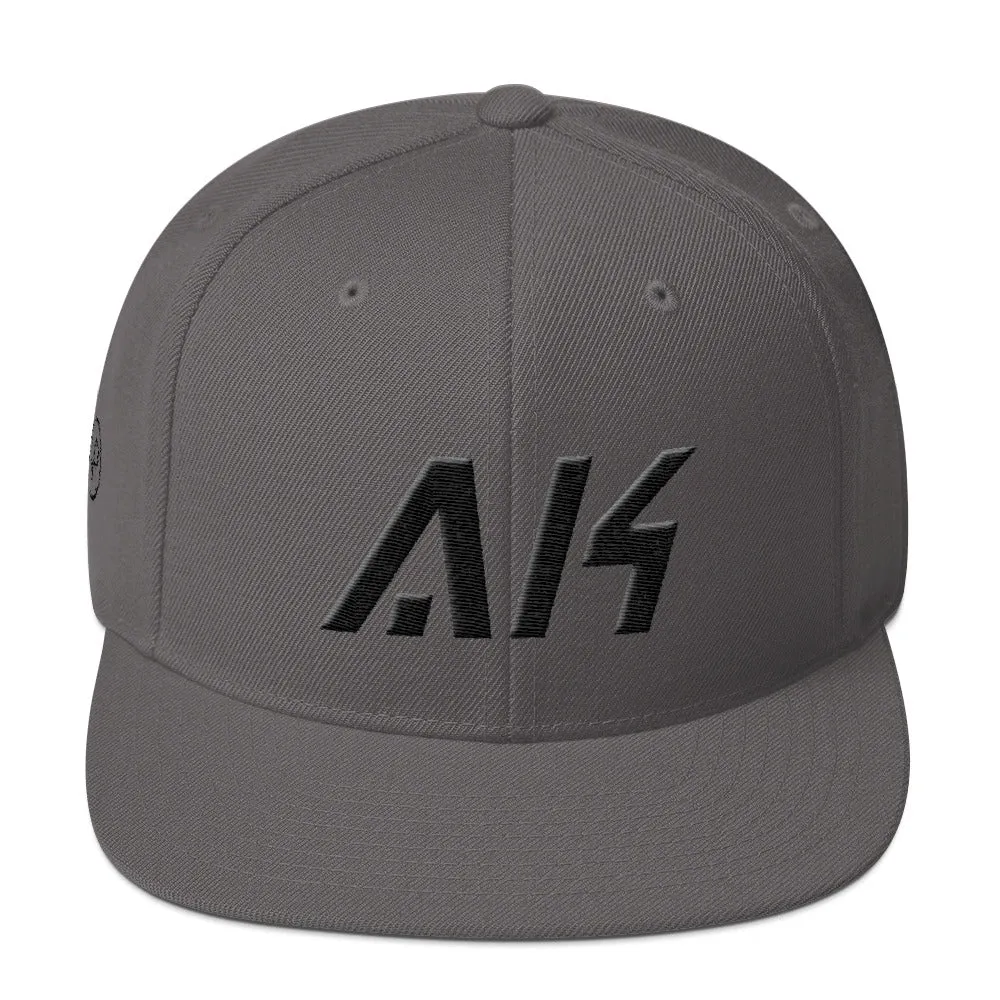 Alaska - Flat Brim Hat - Black Embroidery - AK - Many Hat Color Options Available