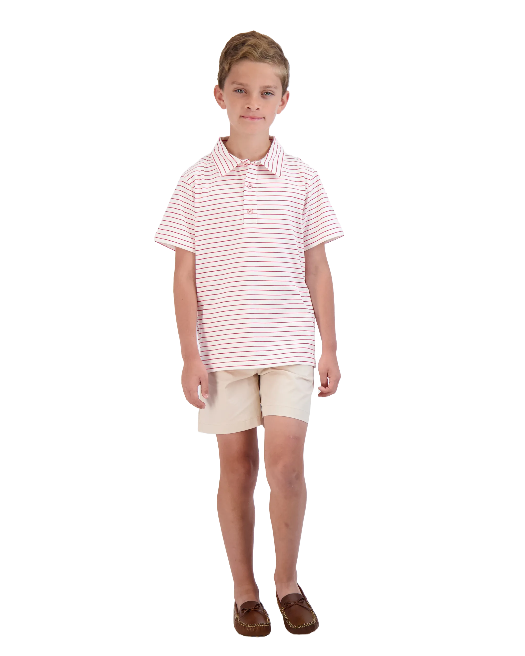 Alex Boys Flat Front Shorts Khaki Cotton Poplin