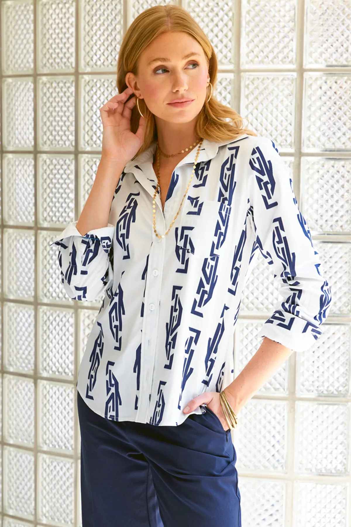 Alex Shirt Greek Key Jacquard