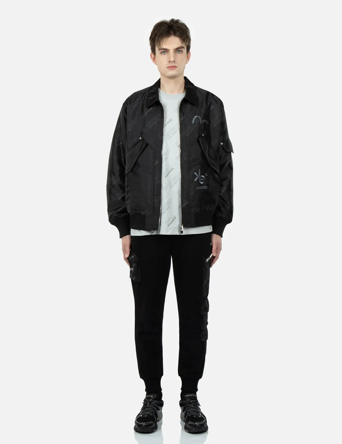 Allover Logo Print Bomber Jacket