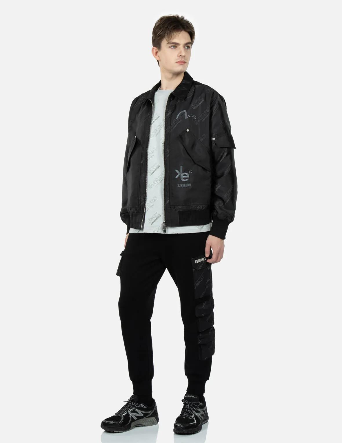 Allover Logo Print Bomber Jacket