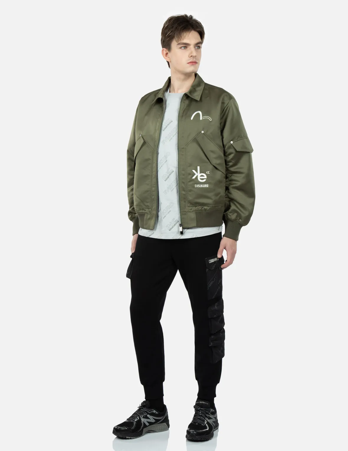 Allover Logo Print Bomber Jacket