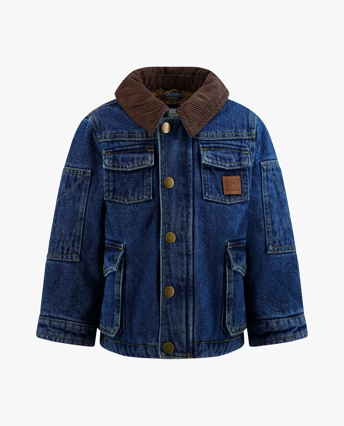 BABY BOYS BUTTON-FRONT COLLARED UTILITY BARN COAT