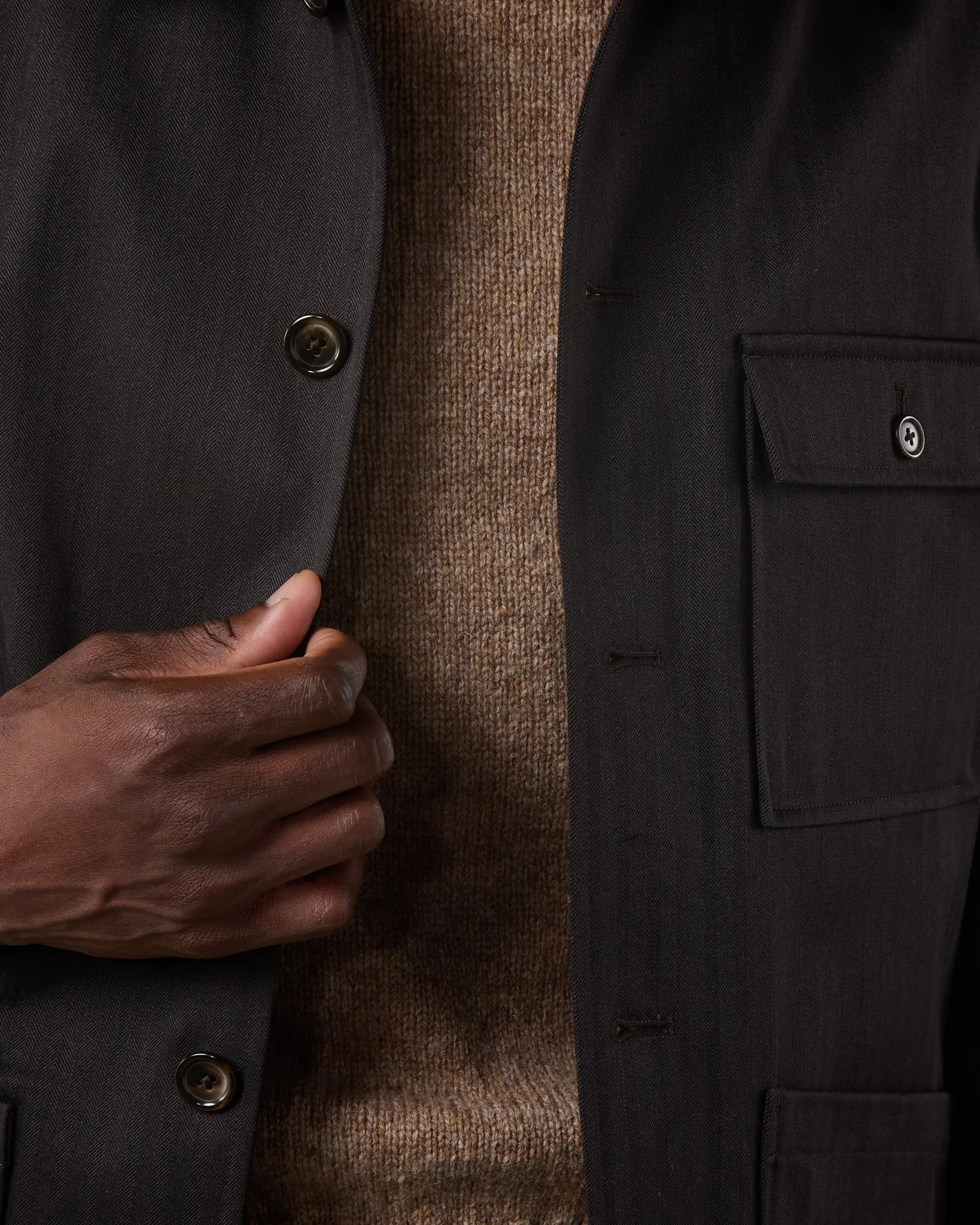 Batch 06 - Mens Dark Chocolate Wool Herringbone Jacket