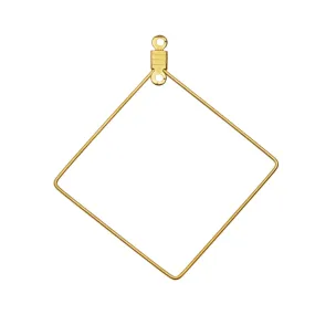 Beadable Open Wire Frame for Earrings or Pendants, Rhombus 47x40mm, Gold Tone (4 Pieces)