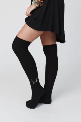 Birds Of A Feather Knee High Socks - Black