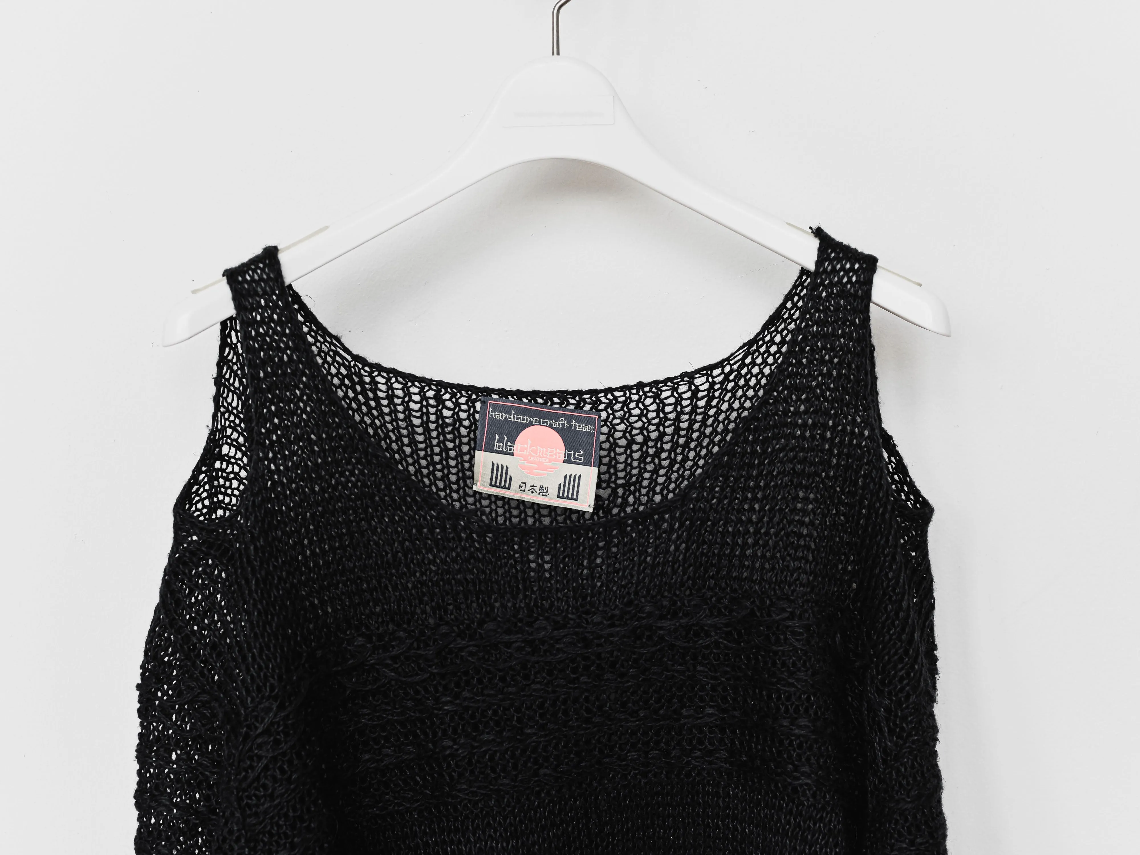 Blackmeans Cutout Shoulder Mesh Knit Sweater