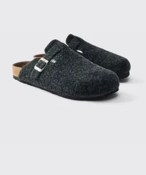 boohooMAN Mens Black Felt Mule