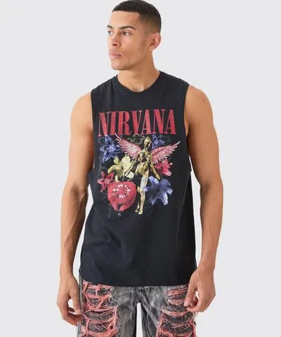 boohooMAN Mens Nirvana License Tank