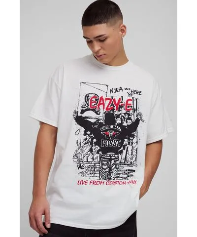 boohooMAN Mens Oversized Easy E License Print T-Shirt