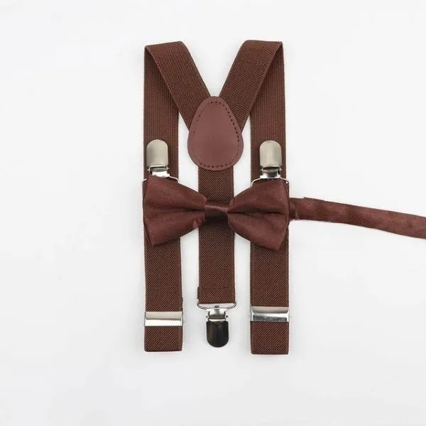 Brown Set Suspenders and Bowtie