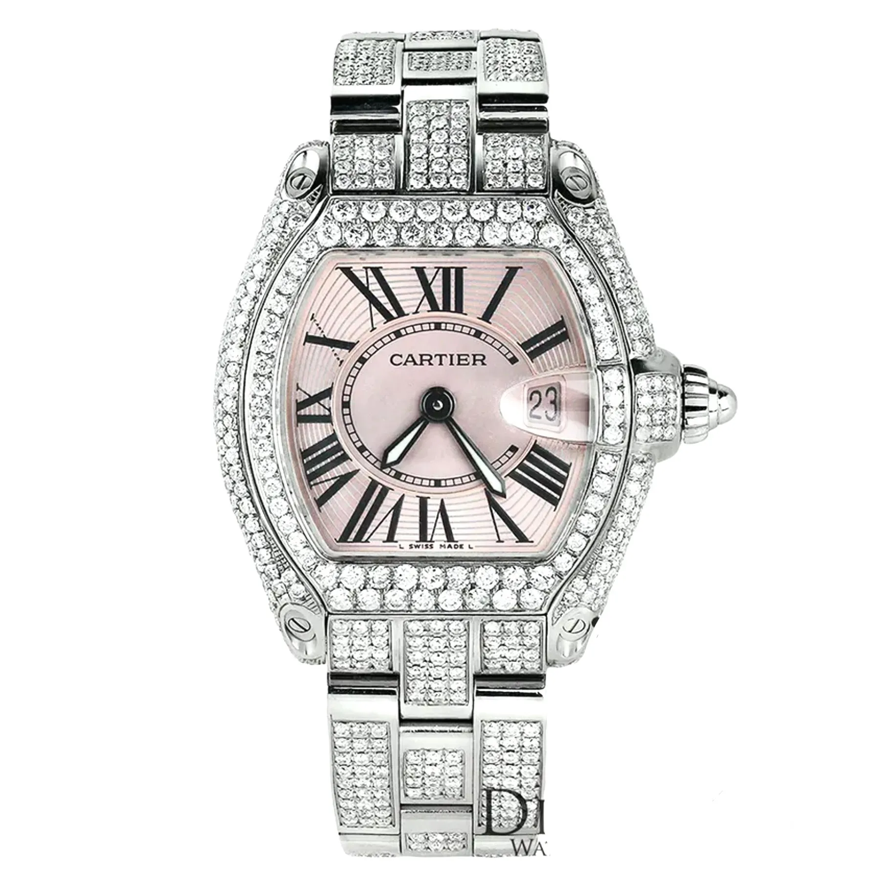 CARTIER ROADSTER Quartz 31mm Steel ~7TCW Diamond Watch