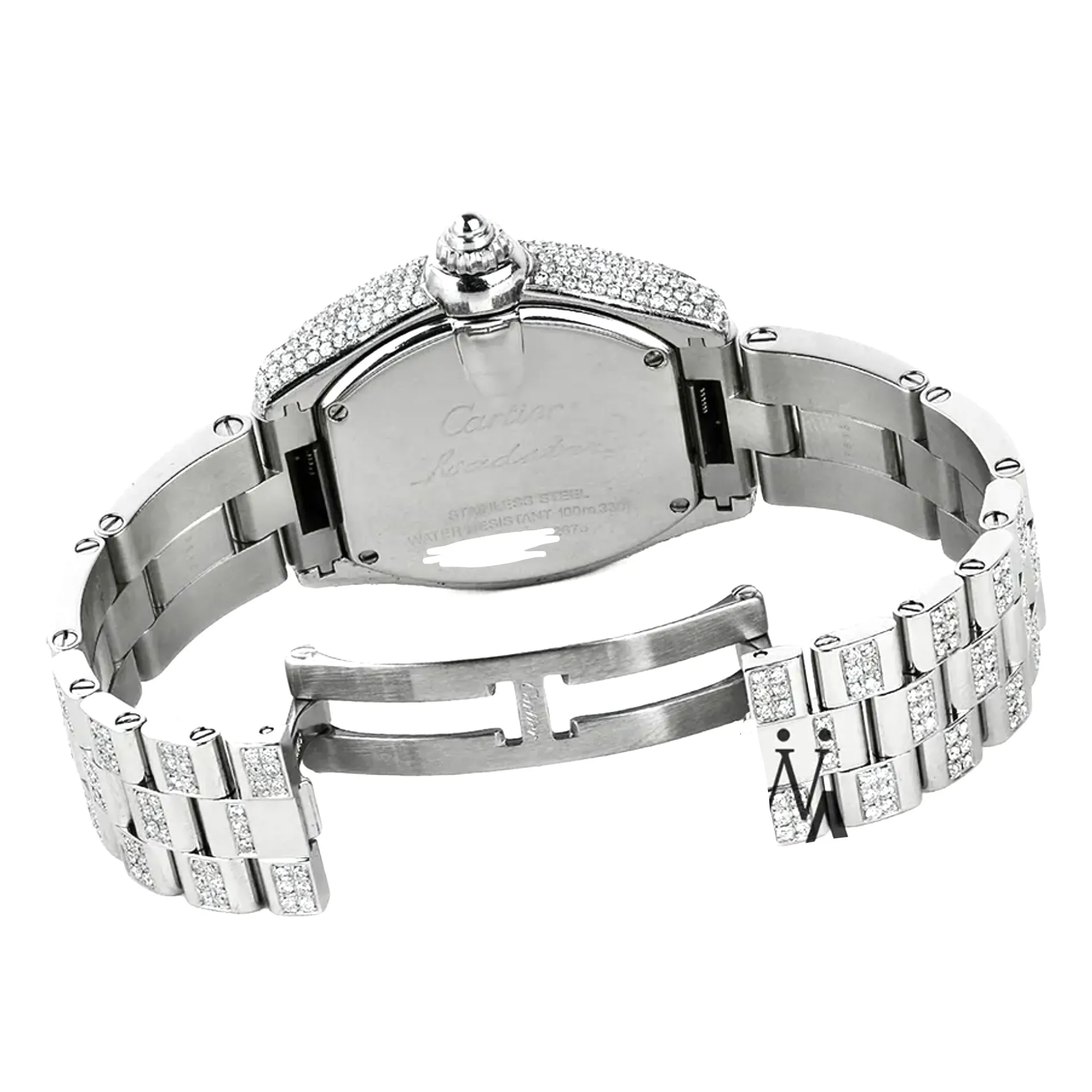 CARTIER ROADSTER Quartz 31mm Steel ~7TCW Diamond Watch