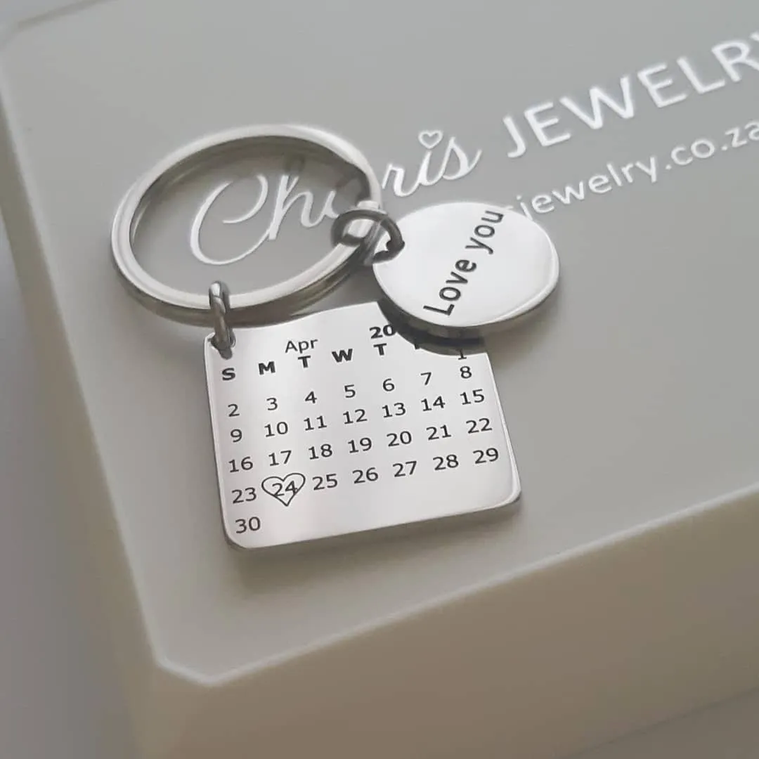 CAS101763 - Personalized Date Calender Keyring, Stainless Steel