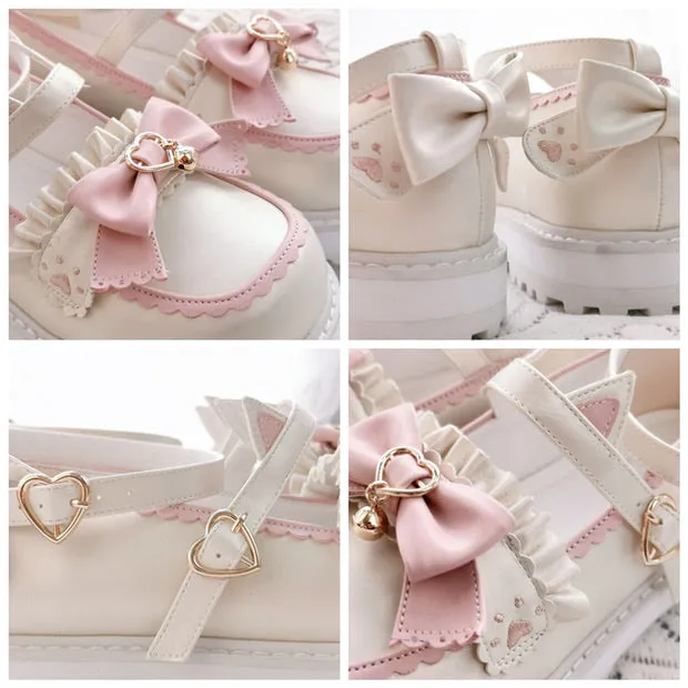 Cats’ tea party lolita shoes round toes