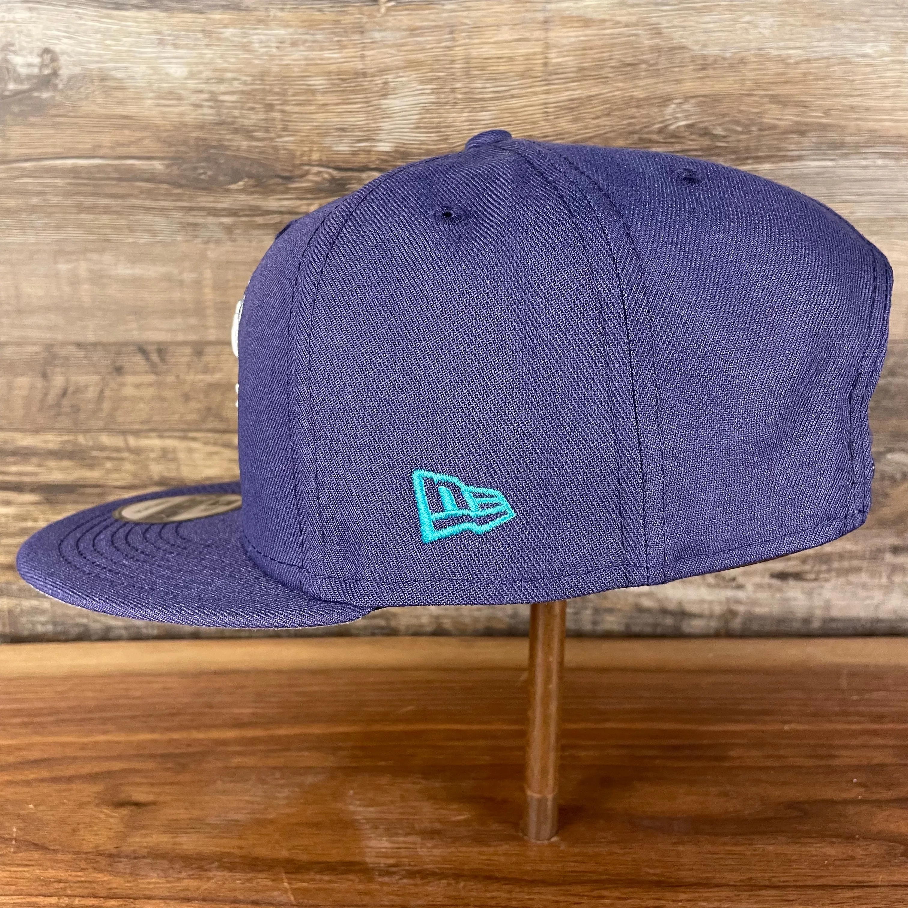 Charlotte Hornets NBA 75th Anniversary Side Patch Gray Bottom Purple 9Fifty Snapback Hat | Back Half