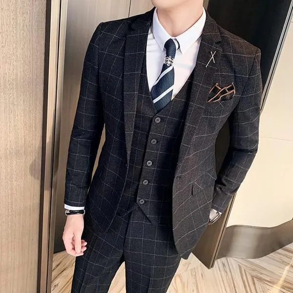 Checked Three Piece Suit