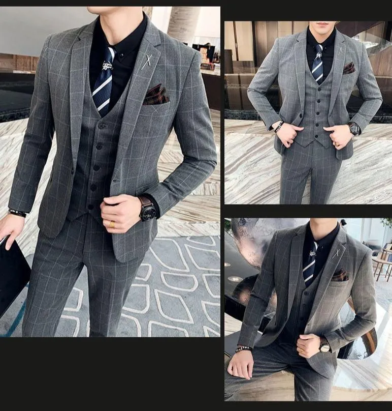 Checked Three Piece Suit