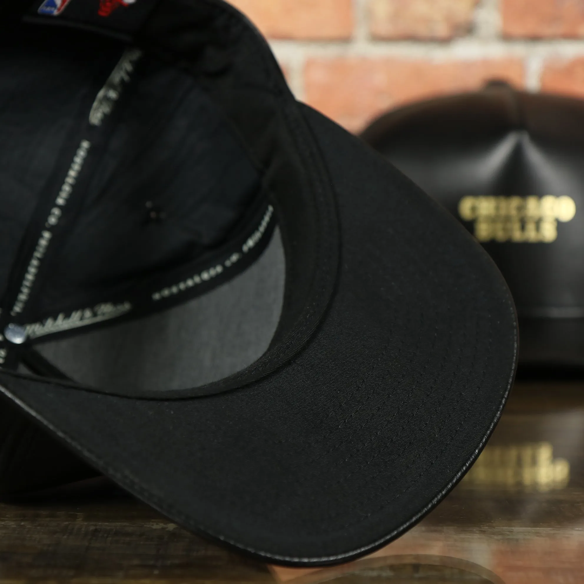 Chicago Bulls Leather Snapback | Black Bulls Snap Back with Gold Foil Design