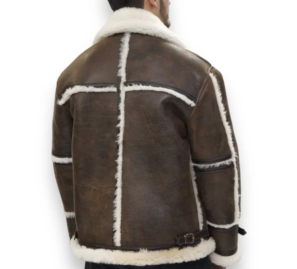 Chocolate Brown B-3 Shearling without Hood - Daniel's Leather