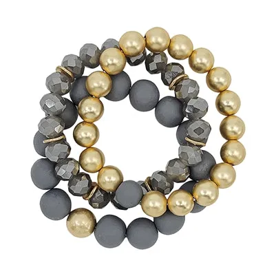 Clay, Crystal & Gold Stretch Bracelets