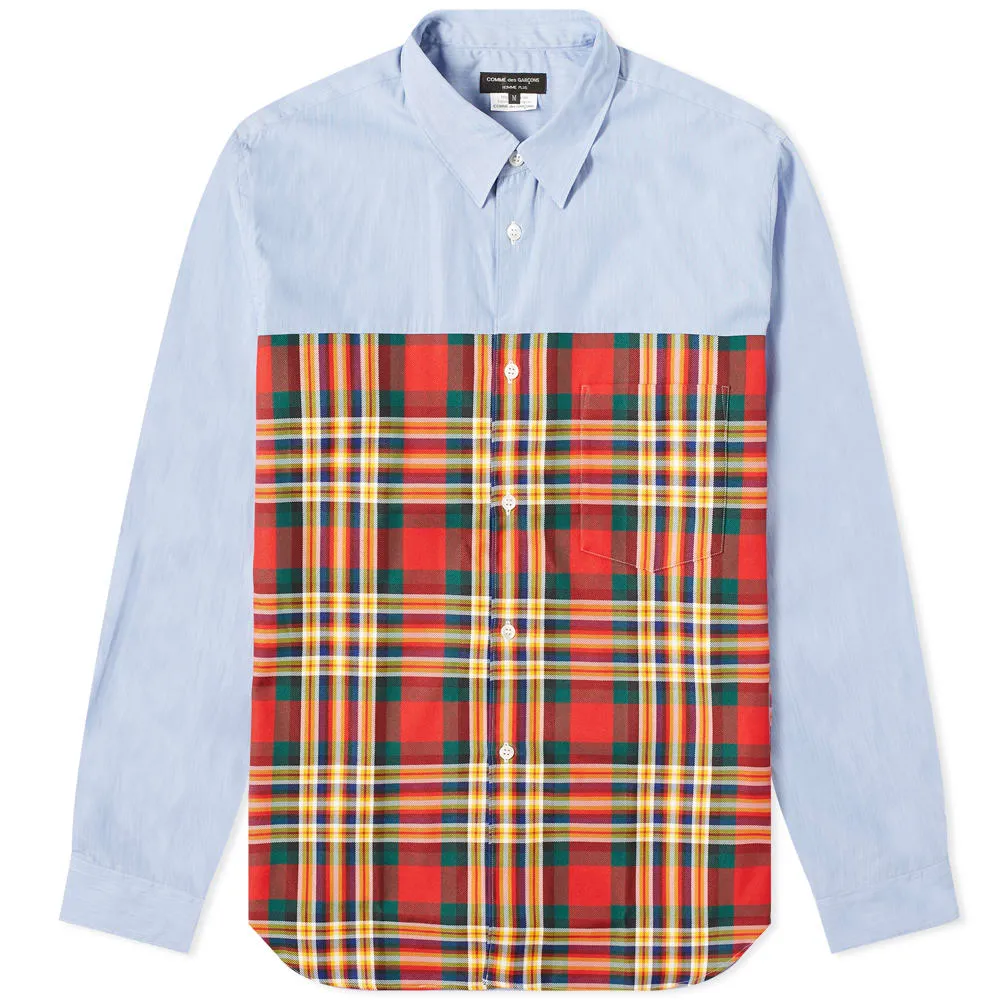 Comme des Garcons Homme Plus Panel Check Chambray ShirtBlue & Red