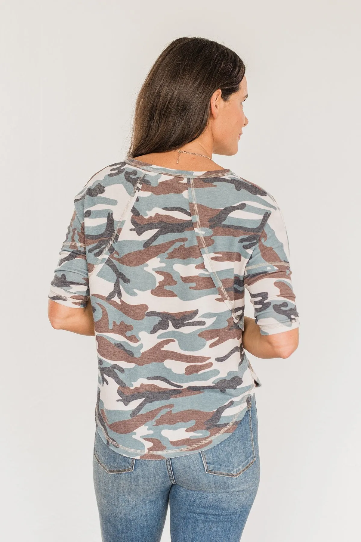 Couldn't Stay Away Half Sleeve Top- Camo