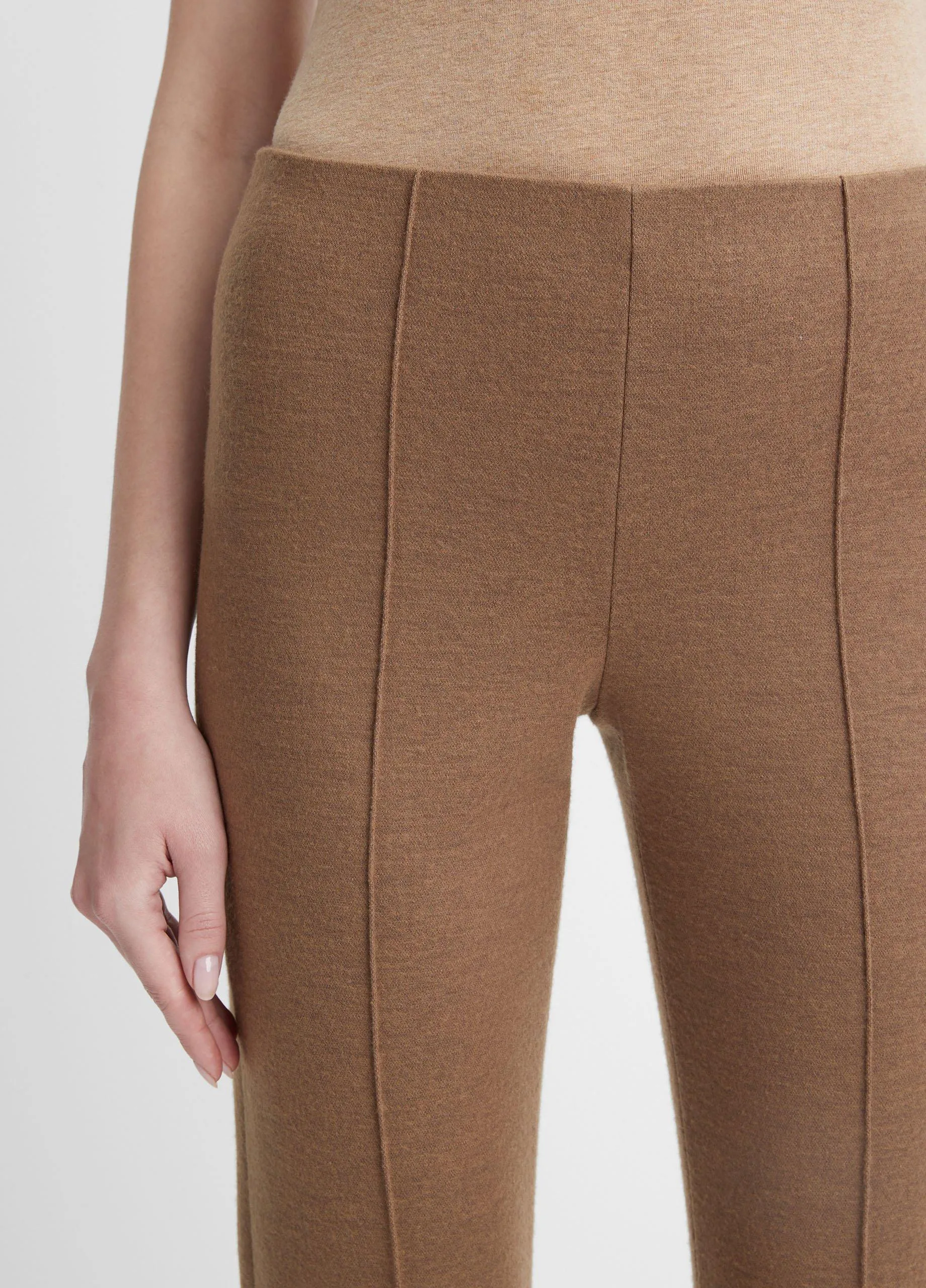 Cozy Wool-Blend Mid-Rise Stitch-Front Pant