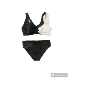 crinle top tankini blk/white