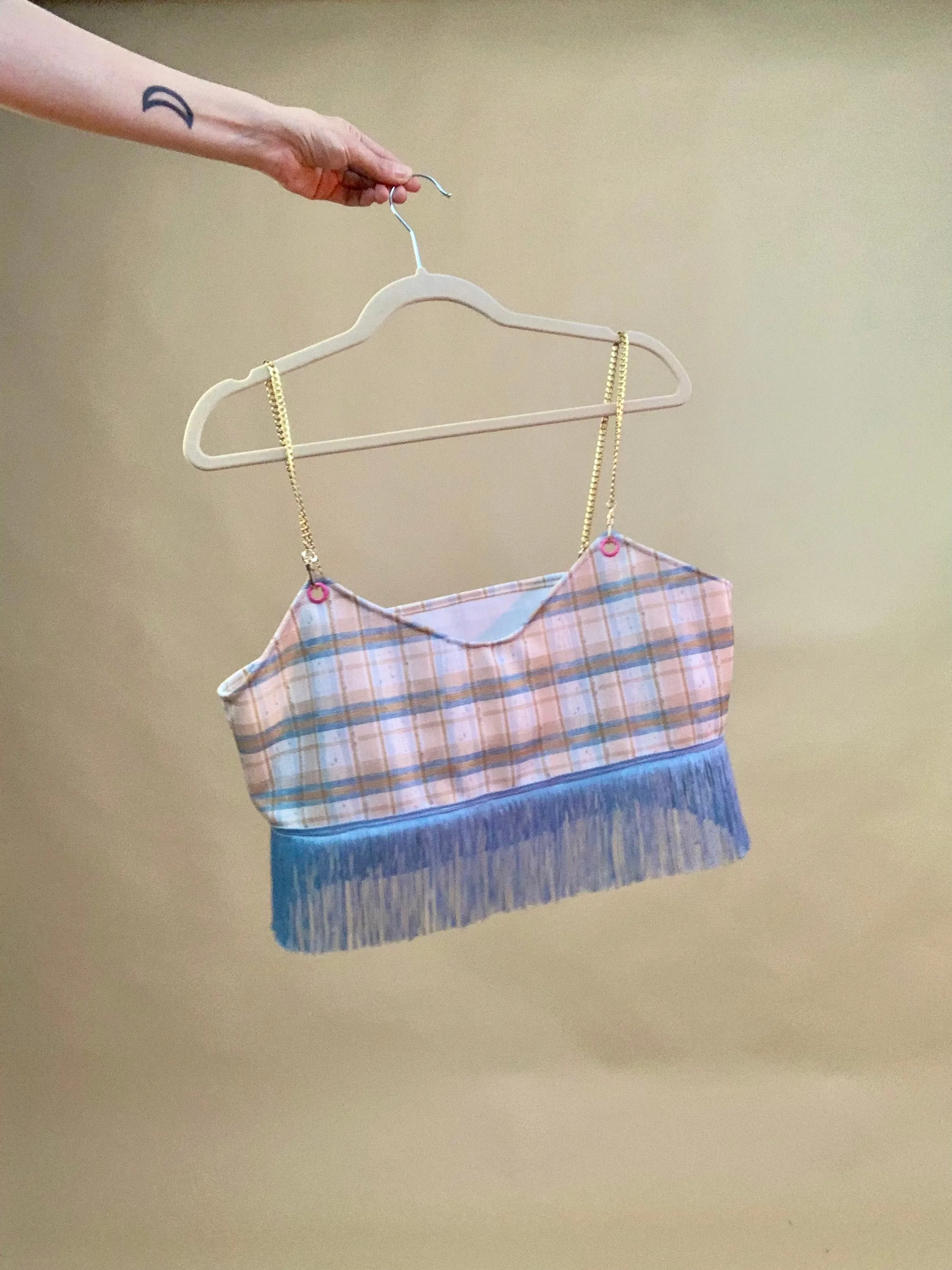 Custom handmade fringe crop top