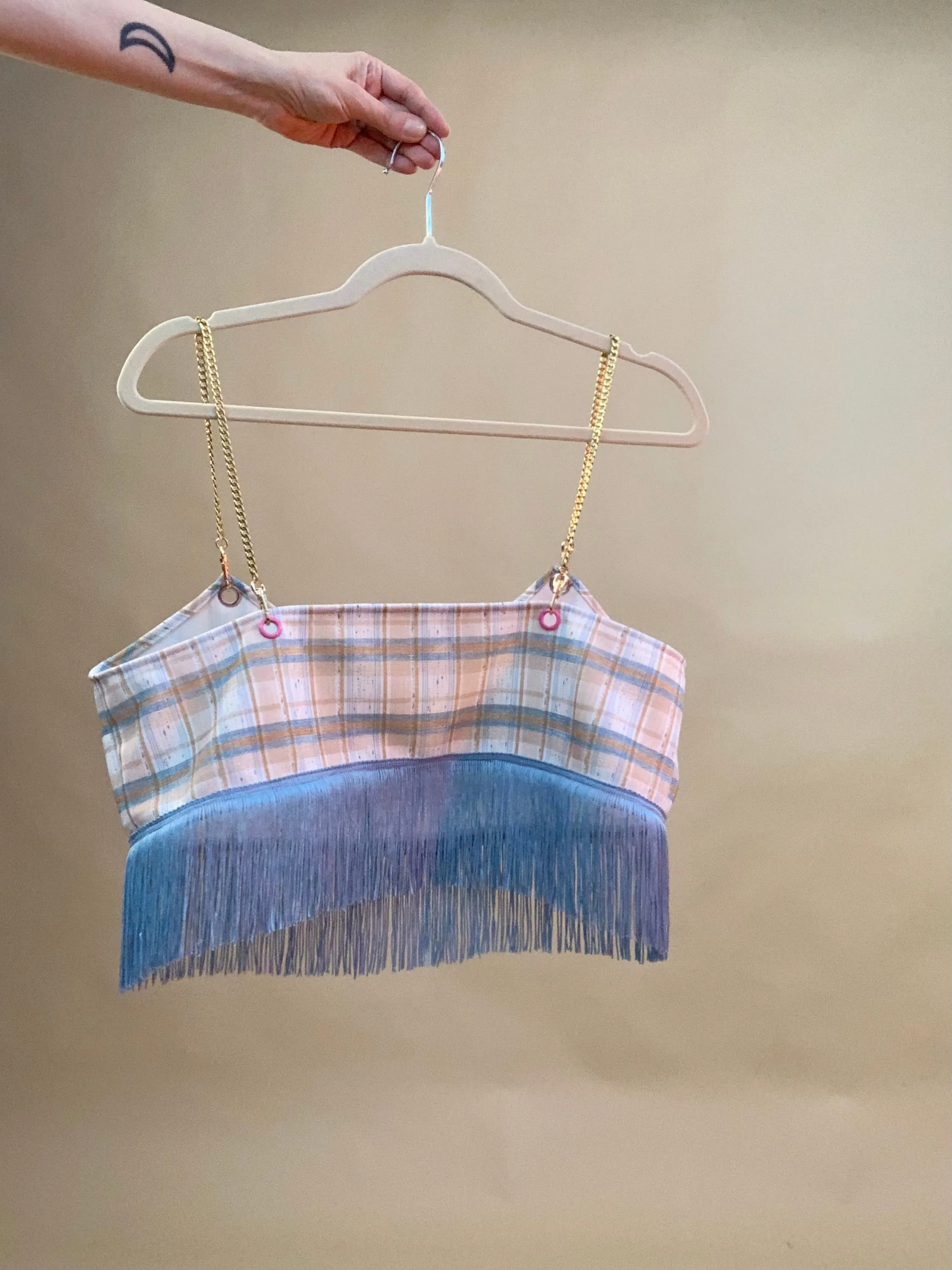 Custom handmade fringe crop top