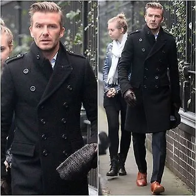 DAVID BECKHAM DOUBLE BREASTED WOOLEN LONG COAT, TRENCH COAT, PEA COAT-BNWT