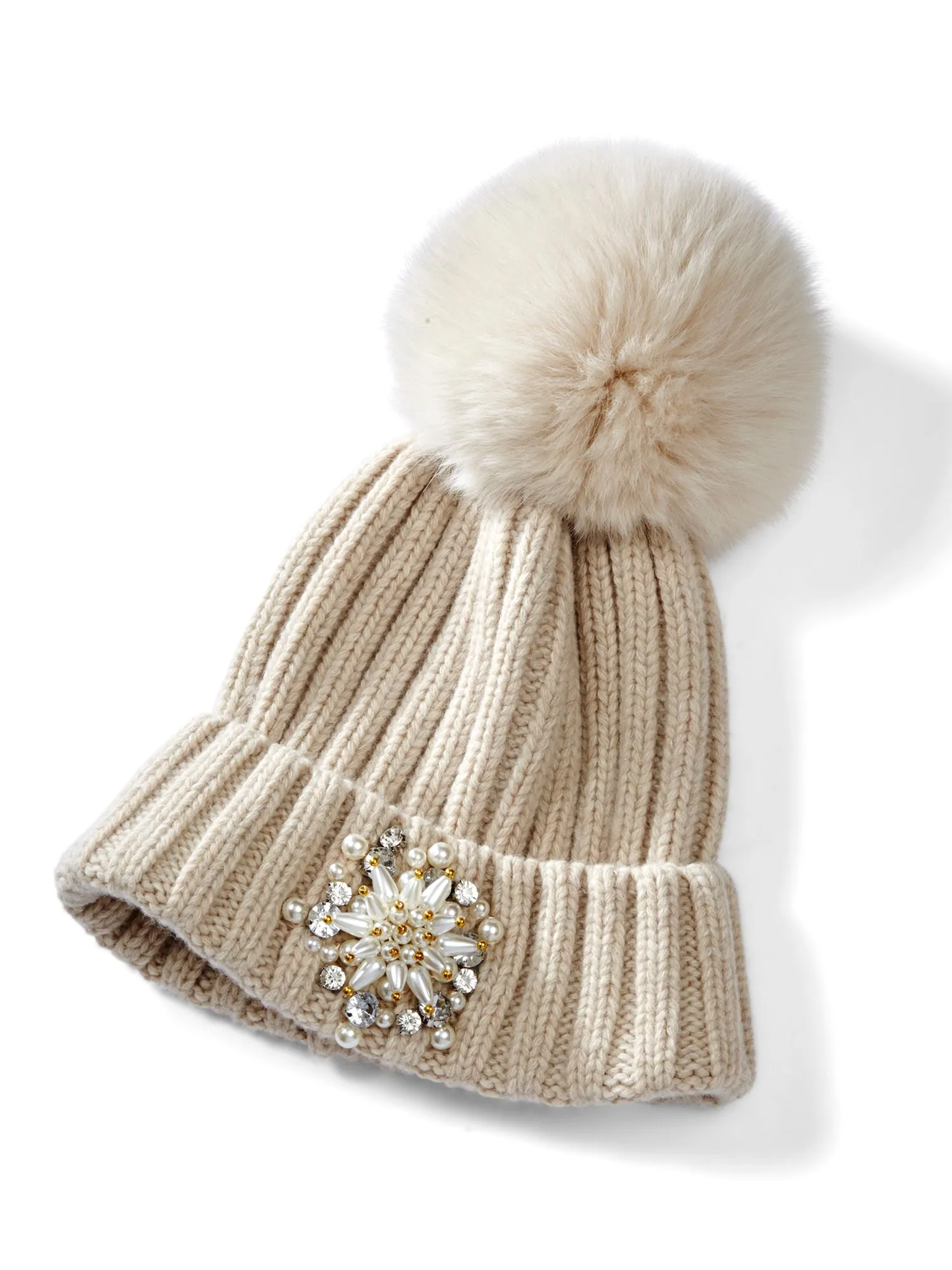 Embellished Wool Knit Hat